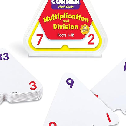 Trend Enterprises: Three-Corner Multiplication and Division Flash Cards, Interactive Self-Checking Cards, Exciting Way for Everyone to Learn, 48 Two-Sided Cards Included, Ages 8 and Up