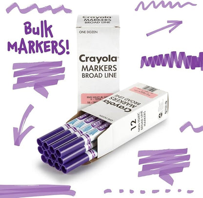 Crayola Washable Markers - Violet Purple (12ct), Kids Broad Line Markers, Bulk Markers for Classrooms & Teachers