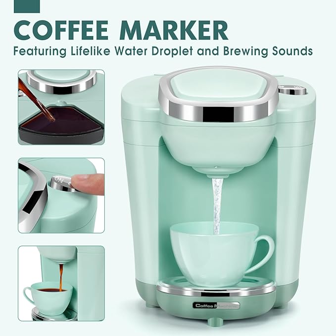 Pretend Play Kitchen Appliances Toy Set with Coffee Maker Machine, Mixer, Toaster, Blender, Kids Kitchen Playset, Play Kitchen Accessories with Sound & Light, Birthday Gifts for Kid Girls Ages 3-5 4-8