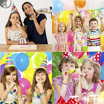 ARTLYMERS Happy Birthday Rubber Bracelets, Colored Silicone Stretch Wristbands for Birthday Party Supplies Favors 8 Styles