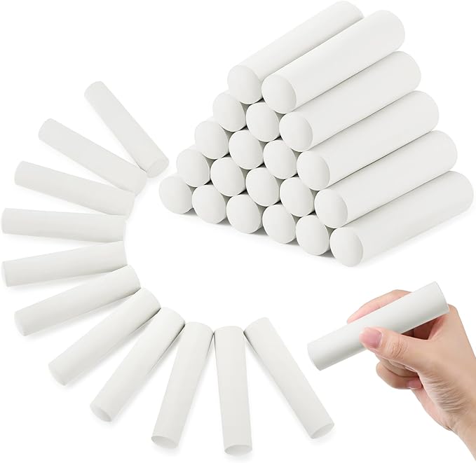 Fulmoon 40 Pcs Jumbo Sidewalk Chalk for Kids Outdoor Art Non Toxic Large Washable Street Chalk for Adults Drawing Painting Graffiti Classroom(White,Round Style)
