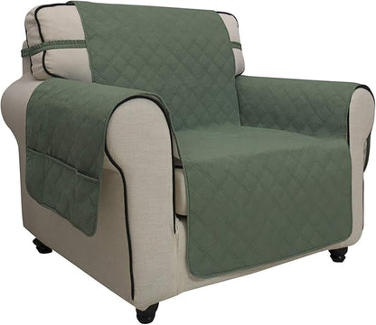 Easy-Going Sofa Slipcover Chair Cover Waterproof Couch Cover Washable Sofa Cover Non-Slip Fabric Furniture Protector with Pocket for Pets Covers Pets Kids Children Dog Cat (Chair, Greyish Green)