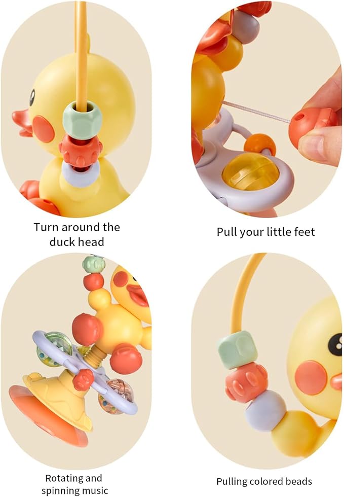 Baby Musical Toy, Duck Suction Cup High Chair Table Soother, Grip and Spin Toy, Interactive Development, Suitable for 10-36 Months, Baby Gift, Excellent Birthday Present Choice