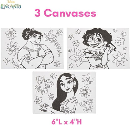Innovative Designs Disney Encanto Canvas Paint Set for Kids with 3 Canvases, Acrylic Paint, Paintbrush, & Easel
