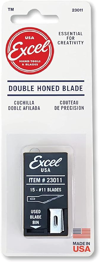 Excel Blades #11 Craft Knife Replacement Blades - Double Honed Blades for Craft Knife - Perfect for Trimming Wood, Plastic, Paper, Leather and More - Set of 15 with Dispenser