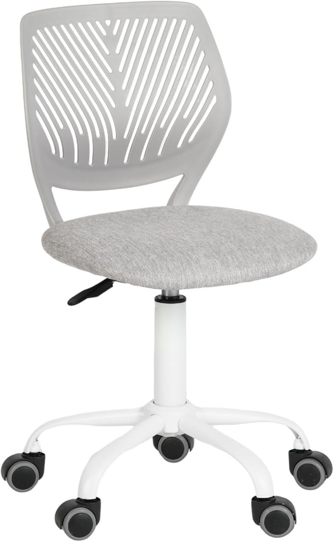 Homy Casa Armless Home Office Desk Chair, Colorful Task Chair with Soft Mesh Padded Cushion, Height Adjustable Swivel Study Computer Chair for for Girls Boys Teens (Grey, 1PC)
