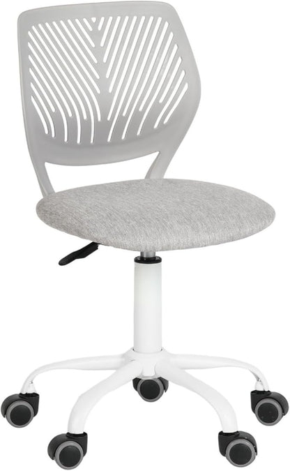 Homy Casa Armless Home Office Desk Chair, Colorful Task Chair with Soft Mesh Padded Cushion, Height Adjustable Swivel Study Computer Chair for for Girls Boys Teens (Grey, 1PC)