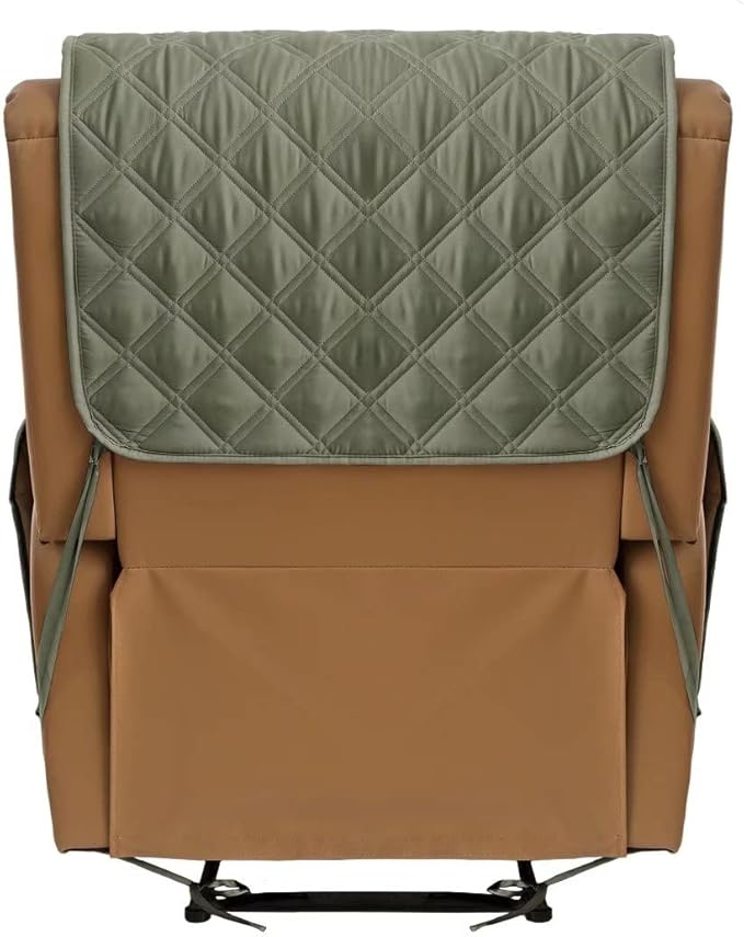 TOMORO Non-Slip Quilted Recliner Cover, 100% Waterproof Recliner Chair Slipcover Furniture Protector with Pockets, Washable Couch Cover with Elastic Straps for Kids and Pets，23 Inch
