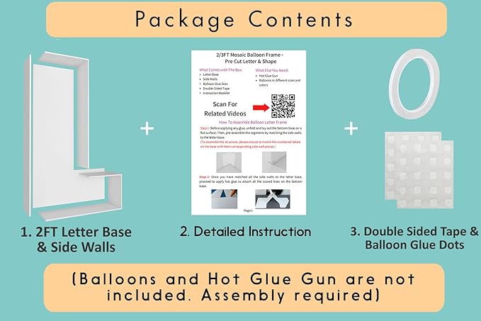 2FT Letter L Mosaic Balloon Frame Letter DIY Fillable Letters Kit for Birthday Party Wedding Backdrop Decor