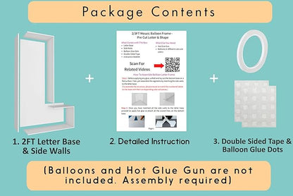 2FT Letter L Mosaic Balloon Frame Letter DIY Fillable Letters Kit for Birthday Party Wedding Backdrop Decor