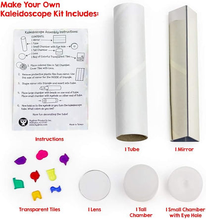 Hygloss Products Kaleidoscope Kit For Kids - Make Your Own Kaleidoscopes - 6-3/4 x 1-3/8 Inches, 12 Pack