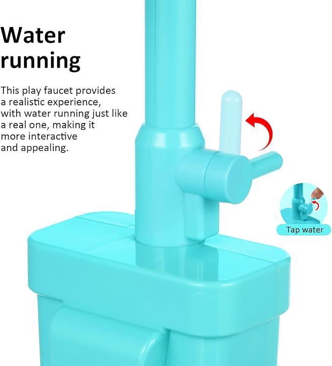 TOYANDONA Pretend Play Kitchen Sink Toys Accessory, Plastic Faucet Kids Toy Replacement for Pretend Play Sinks Pretend Play Kitchen Toys for Boys Girls Toddlers