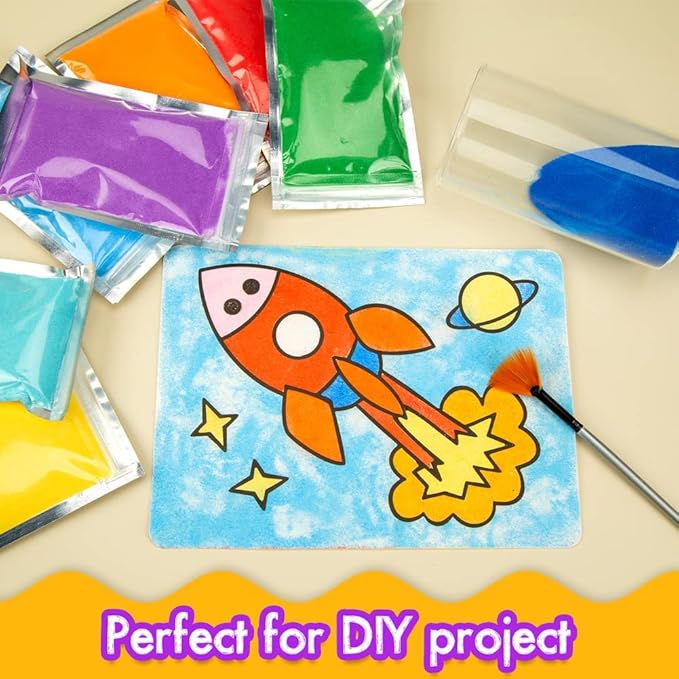 3 otters Colored Sand for Crafts, Art Sand Kit for Kid, Assorted Colors Sand for Sand Art, Supplementary Sand Art Painting, Vase Filler, Art Refill Kit (21 Bags, 4.63Lb Total)