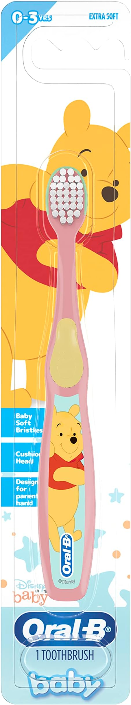 Oral-B Baby Toothbrush Featuring Disney's Pooh, Baby Soft Bristles, 0-3 Years, 1 Count