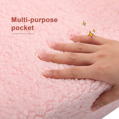 ALIMORDEN 2-in-1 Flip Out Cuddly Sherpa Toddler Couch Convertible Sofa to Lounger, Pink