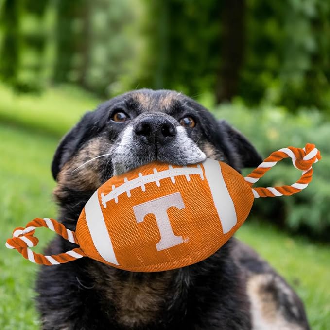 Pets First NCAA Tennessee Volunteers Football Dog Toy, Tough Quality Nylon Materials, Strong Pull Ropes, Inner Squeaker, Collegiate Team Color