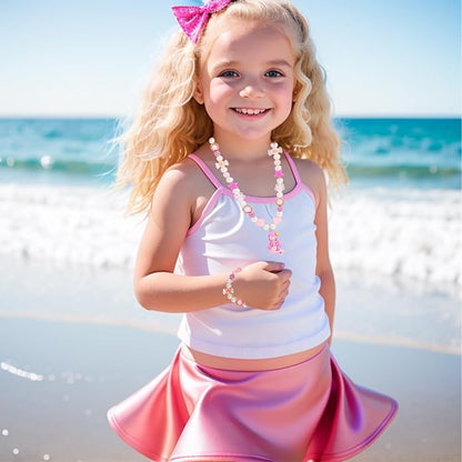 PinkSheep Toddler Jewelry Kids Jewelry Kids Necklace Choker and Bracelet 3 Pack 9pcs, Little Girls Jewelry In Box, Flower Girl Gift Kids Girls Accessories