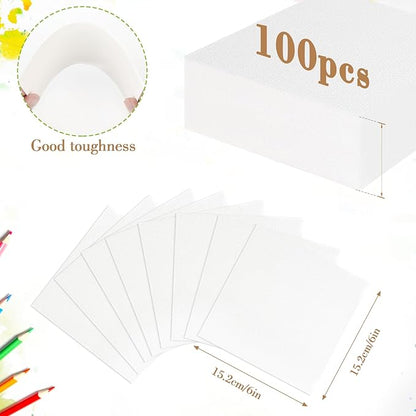 100PCS 6x6 Watercolor Paper Bulk, 140lb/300g Cold Press Thick Water Color Paper Pad for Kid Child Adult, White Art Paper for Drawing Painting Markers Gouache, Textured Cotton Paper Sheets