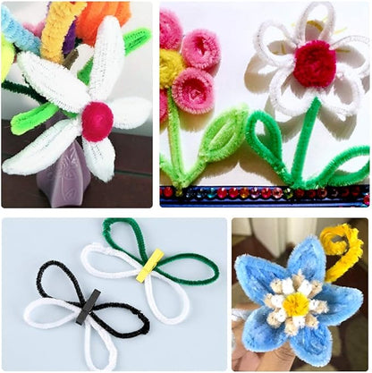 100Pcs Pipe Cleaners, Pipe Cleaners Craft, Creative Craft Pipe Cleaners for Festivals Decoration, Chenille Stems Crafting Pipe Cleaners, Craft Supplies for Home DIY Hand Arts Decorations/White