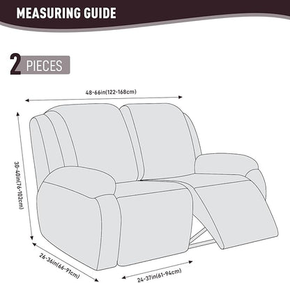 KinCam Recliner Covers, Stretch Reclining Chair Covers, Recliner Sofa Slipcovers Stripe Jacquard Recliner Couch Covers Furniture Protector Covers for Pet Kid (2 Seater, Light Coffee)