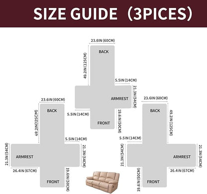 Easehomey Waterproof Recliner Sofa Cover,Non-Slip Reclining Sofa Covers for 3 Seat,Washable Reclining Sofa Cover Furniture Protector with Elastic Straps Pocket for Kids, Pets(Wine Red,3Seat)