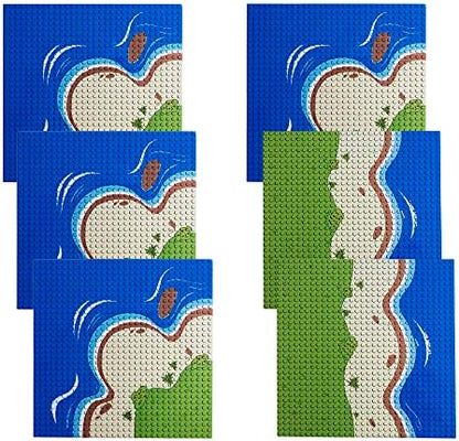 Apostrophe Games Island Building Blocks Base Plates Compatible with All Major Brands - 6 Pack of Beach Plates - 4 Corners & 2 Straight