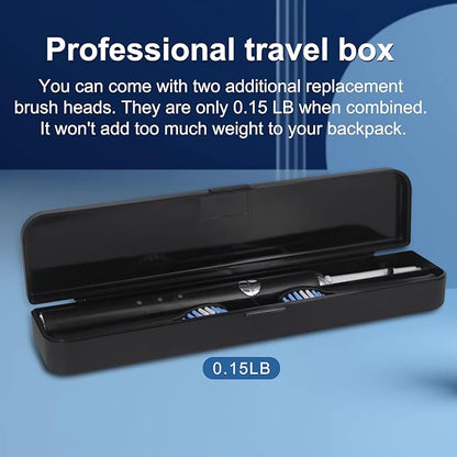 Electric Toothbrush, with 8 Replacement Brush Heads and 1 Travel Box,Sonic Toothbrush for Adults and Kids,Portable Rechargeable Toothbrush for Travel (Black)