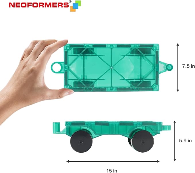 Magnetic Tiles Cars Construction Set - 2 PCS Green & Yellow Magnetic Tiles Magnet Truck Sensory Toys, Educational Magnetic Cars Set Magnet Building Blocks Toddler Toys for 3 4 5 6+ Year Old