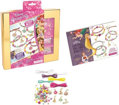 Make It Real Disney Princess Crystal Dreams Jewelry Kit - DIY Bead & Charm Bracelet Set with Swarovski Crystals, Includes Supplies & Exclusive Princess Book - Create 6 Bracelets, Ages 8