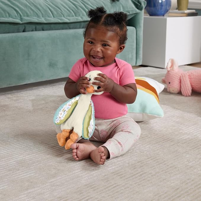 Fisher Price Baby Sensory Toy Snuggle Up Goose Plush with Jingle Sounds for Developmental Play Newborns Ages 3+ Months