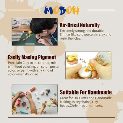 Air Dry Flexible Porcelain Clay White, 1.1 lbs (500g) | Cold Clay for Flower Making | Porcelana Fria para Modelar | horno para porcelana | masa de porcelana Fria