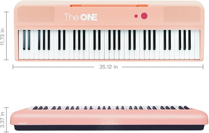The ONE Smart Keyboard COLOR 61 Lighted Keys Piano Keyboard, Digital Piano for Beginners with 256 Tones, 64 Polyphony, Built-in LED Lights and Free Apps (Pink)