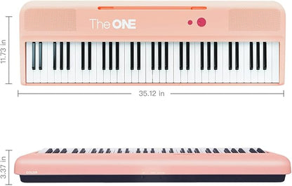 The ONE Smart Keyboard COLOR 61 Lighted Keys Piano Keyboard, Digital Piano for Beginners with 256 Tones, 64 Polyphony, Built-in LED Lights and Free Apps (Pink)