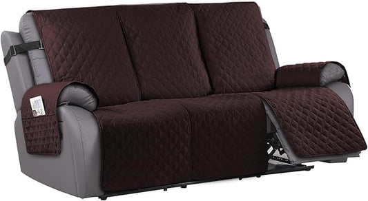 Waterproof Recliner Sofa Cover for 3 Cushion Couch,Nonslip Recliner Sofa Slipcover with Elastic Band,Furniture Protector Sofa Cover for Living Room,Bedroom(3 Cushion Sofa,Dark Coffee)
