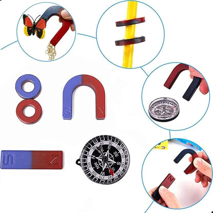 Magnet Science Kit, Magnetic Experiments Games Physical Mechanics Teaching Tools Equipment Compass Aids DIY Magnets Set Stones Mutual Attraction Decompression Toy Free Combination Office Stress Toy