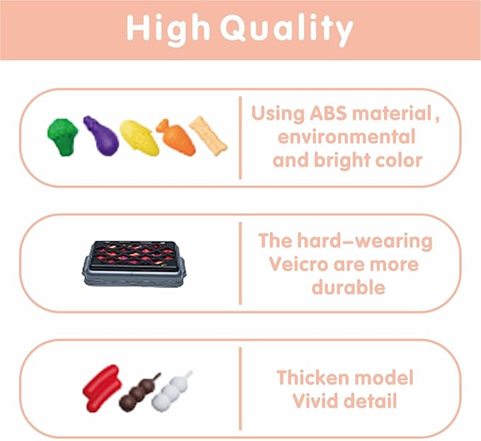 61Pcs Kids Kitchen Toy Accessories Set, Toddler Pretend BBQ Cooking Playset with Play Pots and Pans, Utensils Cookware Toys, Cut Play Food Set, Toy Vegetables, Play Kitchen Toy for Girls Boys (Pink)