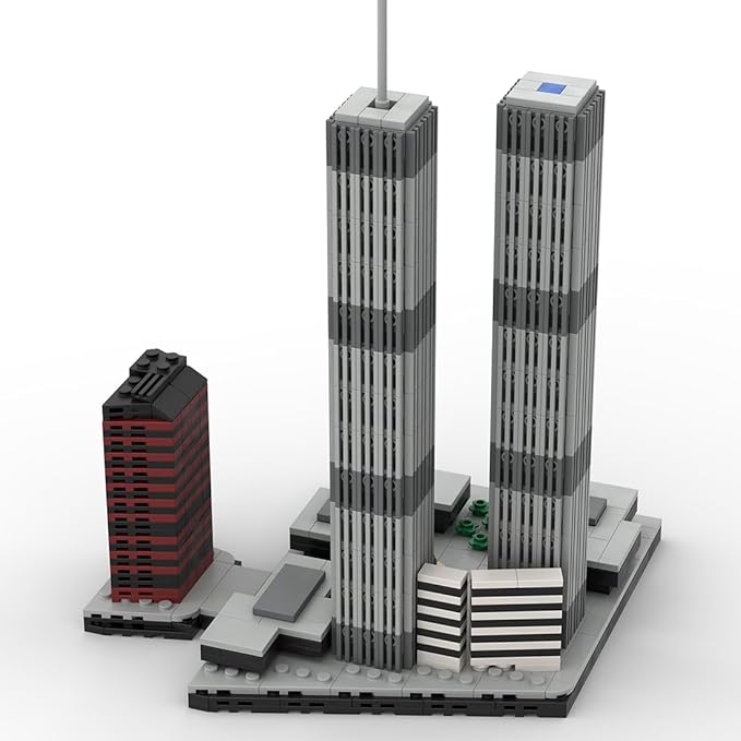 NY World Trade Center Modular Building Blocks Set, 1/2000 World Famous Architecture Landmark New York City Skyline Collection Model for Adult, Designed by bru_bri_mocs, 982 PCS