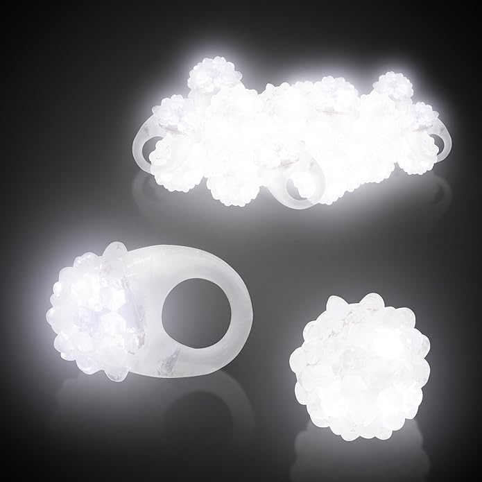 24-Pack - LED Light Up Jelly Bumpy Rings - Fun and Colorful Bulk Pack Party Favors