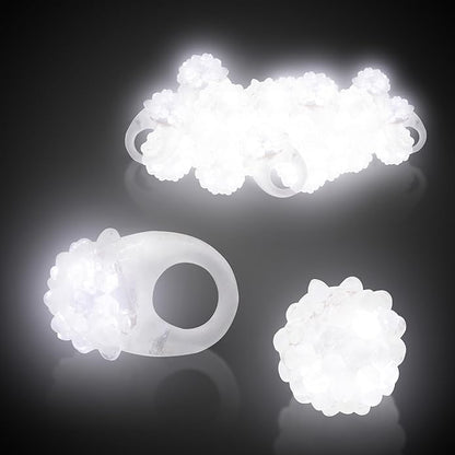 24-Pack - LED Light Up Jelly Bumpy Rings - Fun and Colorful Bulk Pack Party Favors