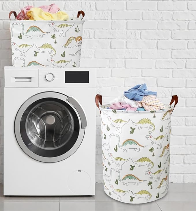 NTAOHAMPER Dinosaur Laundry Hamper, laundry Basket, Waterproof Storage Bin for Bedroom, Clothes Organizer Basket, Room Decor(Light Dinosaur)