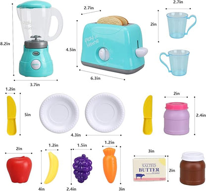 TOY Life Play Kitchen Accessories Toddler Kitchen Playset Toy Kitchen Appliances Kitchen Sets for Kids Ages 4-8 Kid Blender Toy Toaster Kitchen Set with Realistic Light Sound Gift for Girls Boys