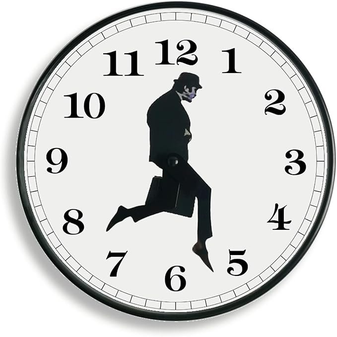 TANKRIN Ministry of Silly Walks Clock, Silly Walk Wall Clock, A Interesting Wall Clock for Living Room Decor, Bedroom, Kitchen, Novelty Home Decor Gifts (Black-2)