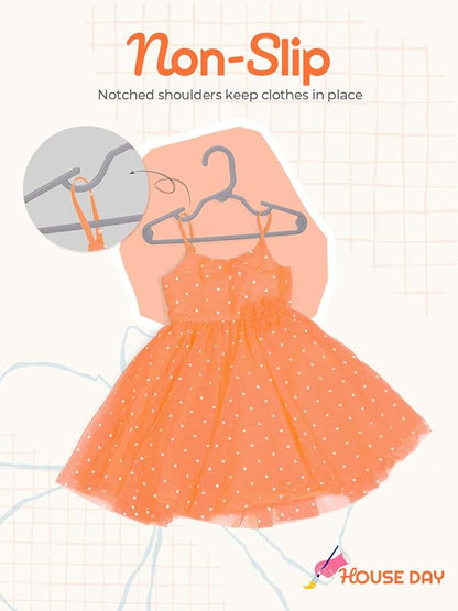 HOUSE DAY Kids Plastic Hangers for Closet, Childrens Hangers for Clothes & Baby Hangers, Toddler, and Child Clothes - Clothing, Pants, Coats, and More - Ideal for Everyday Use (Grey, 120 Pack)