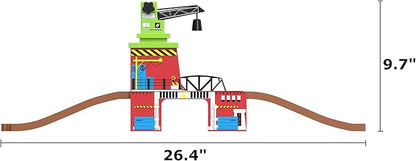 Toy Train Accessory with Track for Kids Age 3 and Up, Wooden Train Track Accessories Crane Bridge Compatible with Thomas, Brio, Chuggington, Melissa and Doug and All Major Brand Railway Track