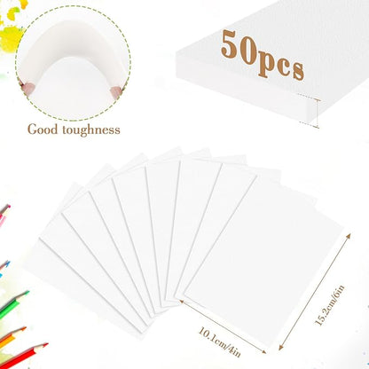 50PCS 4x6 Watercolor Paper Bulk, 140lb/300g Cold Press Thick Water Color Paper Pad for Child Adult, White Art Paper for Drawing Painting Markers Gouache, Textured Cotton Paper Sheets