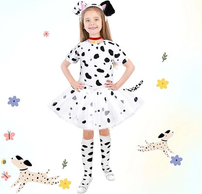 101 Days of School Dalmatian Costume Include Headband Choker Tail Tutu Skirt Knee Socks and Felt Stickers