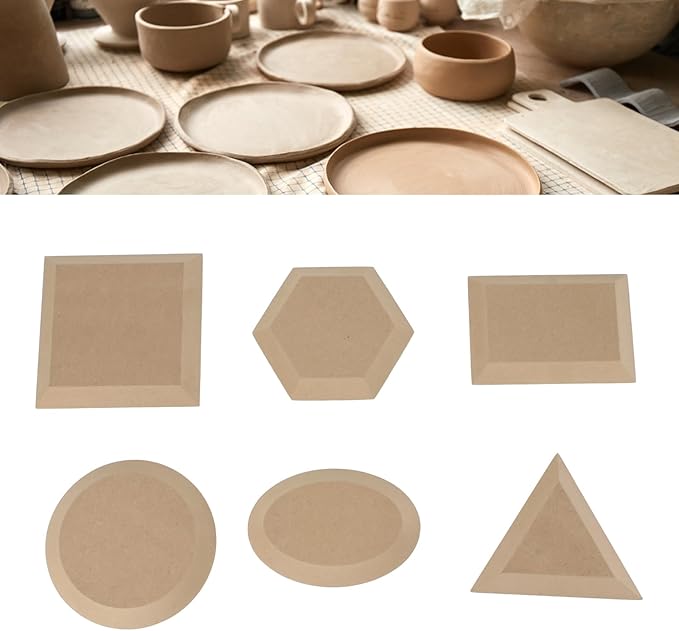 Ceramics Plate Forming Molds, Pottery Molds for Clay Pottery Handbuliding Plates, 6 Shapes Various Sizes Ceramics Pottery Tools and Supplies (6)