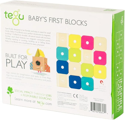 Tegu 15 Piece Magnetic Baby’s First Building Blocks, Tints