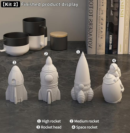 Space Planet Resin Molds Silicone，【7-Piece Set】 Epoxy Resin Space Astronaut Silicone molds,3D Resin Spaceballs Molds, Small Rocket Silicone Model, Space Rabbit DIY Gift Sets for Teens (【Kit 3】)