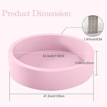 SHJADE 47.2"x 13.8" Foam Ball Pit, Large Ball Pits for Toddlers, Soft Round Playpen Ball Pool for Kids, Ideal Gift for Child Indoor and Outdoor Game, Pink(Balls not Included)
